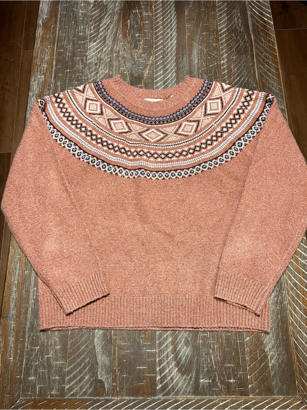 Weatherproof Vintage Ladies Fair Isle Crew Neck Sweater Size Medium